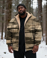 Big & Tall Men's Hunting Forest Camouflage Print Velvet Thickened Zipper Cardigan Hoodie